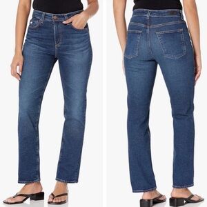 AG ADRIANO GOLDSCHMEID Saige High Rise Straight Contour 360 Dark Wash Blue Jeans